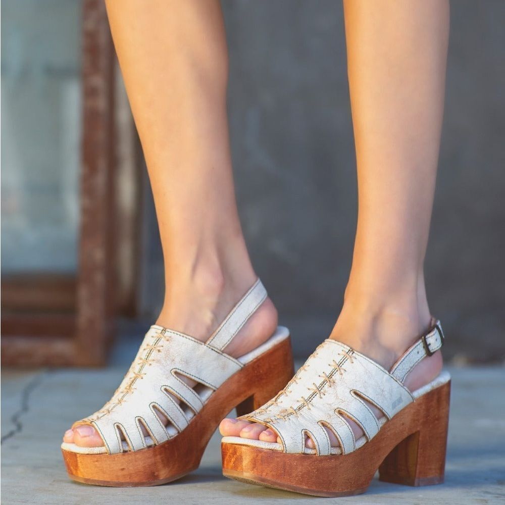 Bed Stu Fontella Cream and Brown Platform Sandals